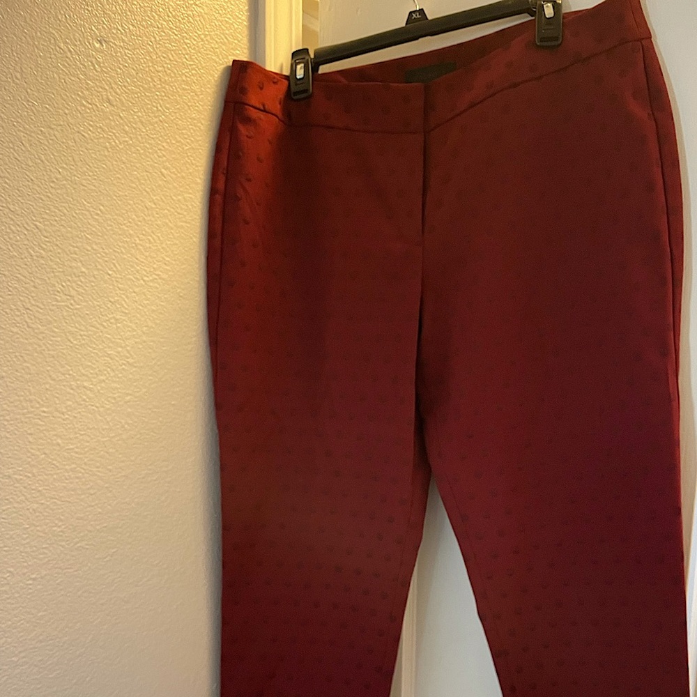 Sz 14 Ladies burgundy polka dot pants